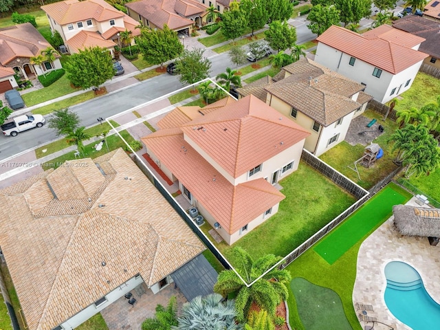 aerial view featuring a residential view