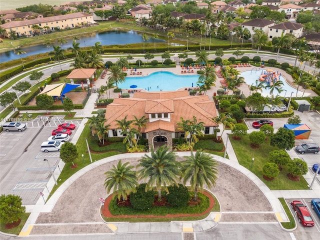 bird's eye view featuring a water view