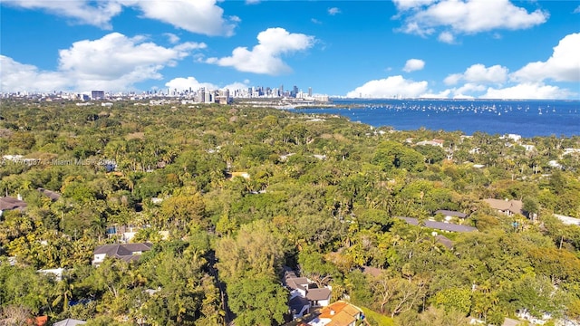 aerial view with a city view