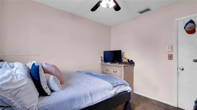 16241 SW 280th St, Homestead, FL 33031 - bedroom featuring visible vents, baseboards, a ceiling fan, and carpet floors