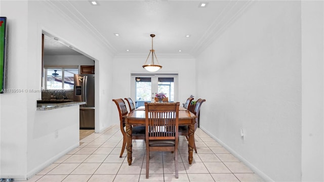 16241 SW 280th St, Homestead, FL 33031 - dining room with ornamental molding, light tile patterned floors, and recessed lighting