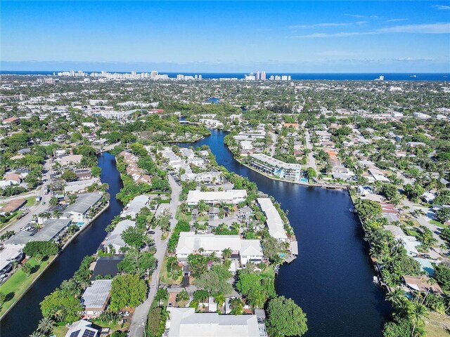 8 Hathaway Ln, Wilton Manors, FL 33305 - aerial overview of property's location with a large body of water and nearby suburban area