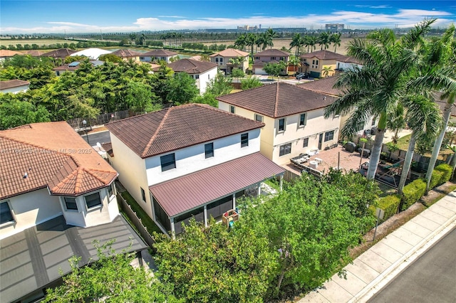 drone / aerial view with a residential view