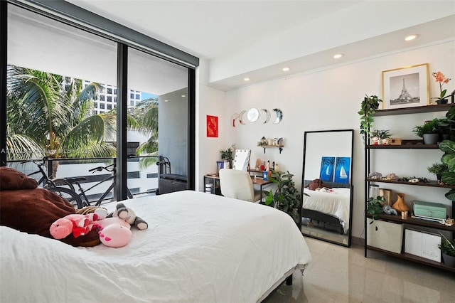 68 SE 6th St Unit 805, Miami, FL 33131 - bedroom with access to exterior and recessed lighting