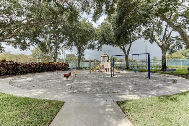 community jungle gym with fence