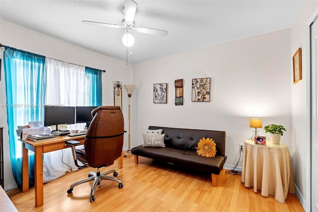 14930 SW 178th Ter, Miami, FL 33187 - office space with baseboards, wood finished floors, and a ceiling fan