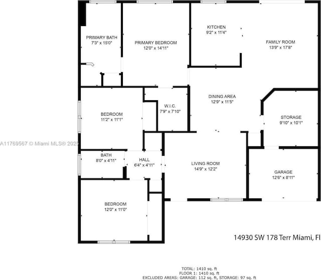 14930 SW 178th Ter, Miami, FL 33187 - floor plan