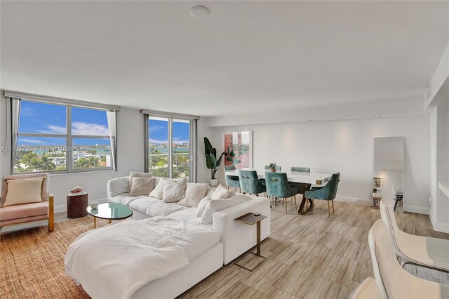 10000 W Bay Harbor Dr Unit Ph23, Bay Harbor Islands, FL 33154 - living room featuring light wood-type flooring and baseboards