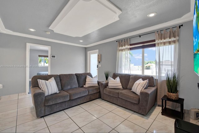30328 SW 158th Pl, Homestead, FL 33033 - living area featuring a tray ceiling, light tile patterned floors, and recessed lighting