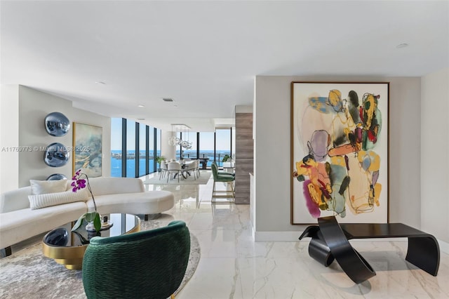 650 NE 32nd St Unit Ph5004, Miami, FL 33137 - living area with marble finish floors and baseboards