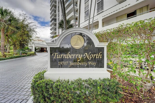 19707 Turnberry Way Unit 6E, Aventura, FL 33180 - community / neighborhood sign featuring driveway