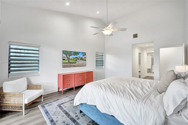 2649 Nelson Ct, Weston, FL 33332 - bedroom with wood finished floors, a high ceiling, recessed lighting, and ensuite bath