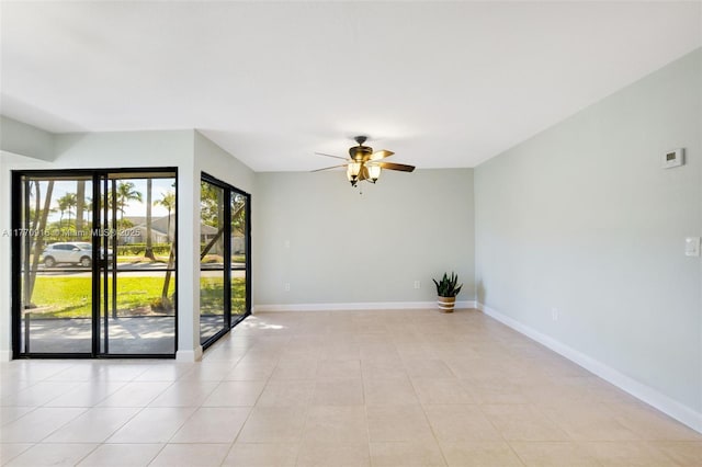 1111 Adams Ave Unit 1111B, Homestead, FL 33034 - empty room featuring baseboards, light tile patterned floors, and a ceiling fan