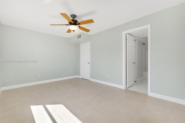 1111 Adams Ave Unit 1111B, Homestead, FL 33034 - spare room with baseboards, visible vents, and a ceiling fan