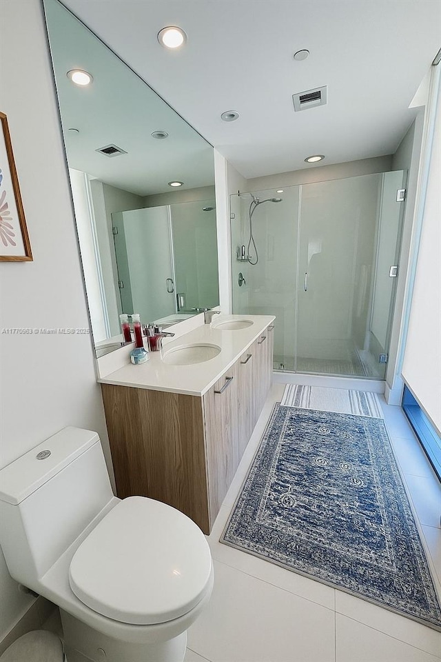501 NE 31st St Unit 2710, Miami, FL 33137 - full bath featuring a shower stall, double vanity, and recessed lighting