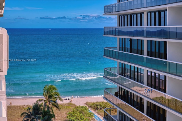 view of water feature featuring a view of the beach