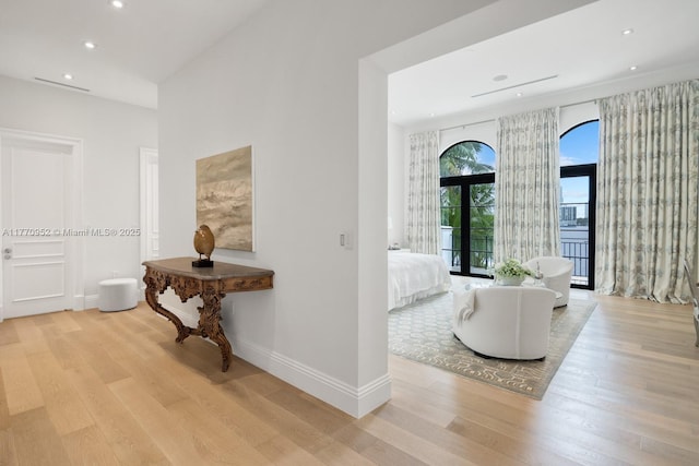 3918 Island Estates Dr, Aventura, FL 33160 - corridor with baseboards, recessed lighting, and wood finished floors