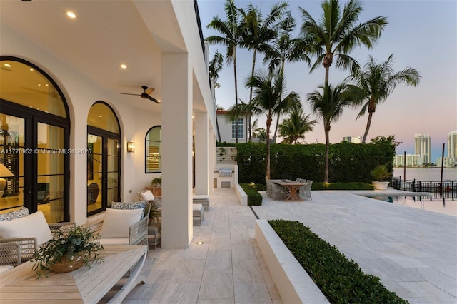 3918 Island Estates Dr, Aventura, FL 33160 - view of patio / terrace with a ceiling fan and outdoor dining area