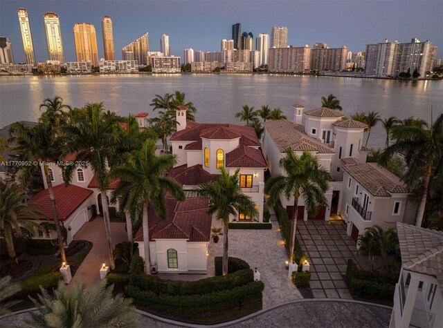 3918 Island Estates Dr, Aventura, FL 33160 - drone / aerial view featuring a view of city and a water view