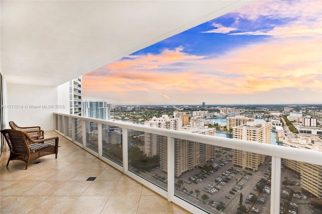 1830 S Ocean Dr Unit 2808, Hallandale Beach, FL 33009 - balcony at dusk featuring a view of city