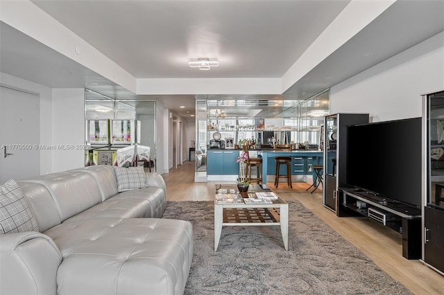 living room featuring light wood-type flooring
