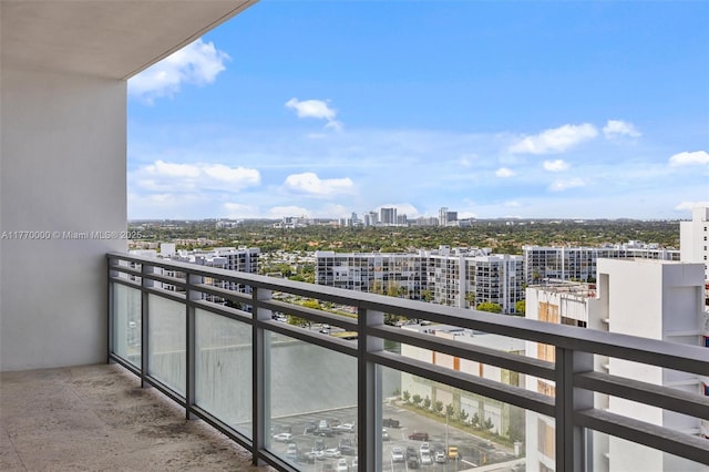 balcony featuring a view of city