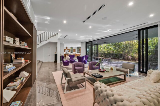 3232 Emathla St, Miami, FL 33133 - lobby with expansive windows, recessed lighting, and stairway
