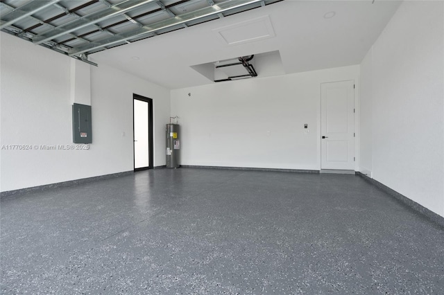 3217 SW 23rd St, Lehigh Acres, FL 33976 - garage featuring baseboards, electric water heater, and electric panel