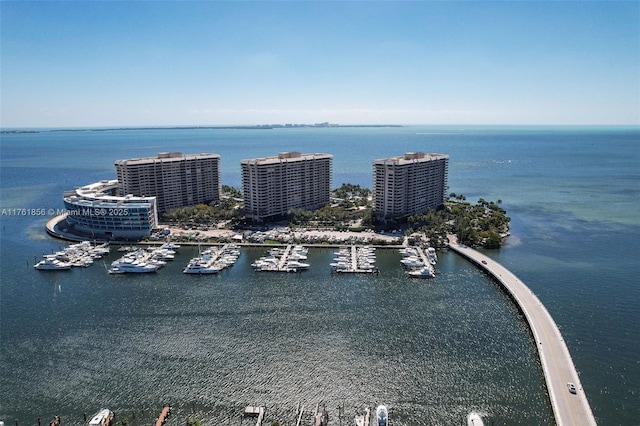 1 Grove Isle Dr Unit A409, Miami, FL 33133 - drone / aerial view of a large body of water and numerous boat docks