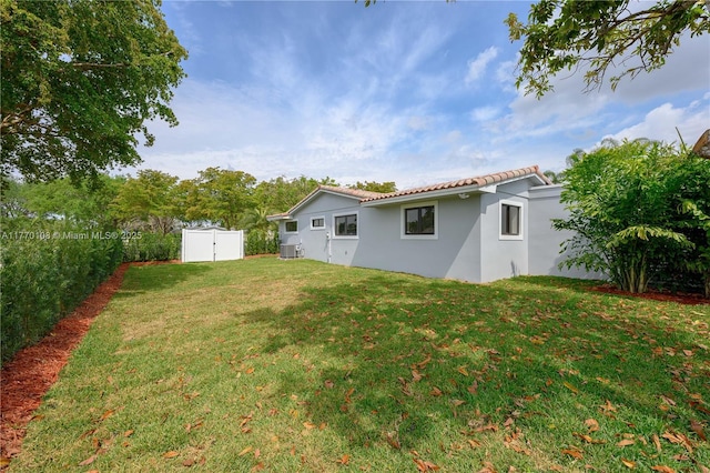 view of yard with a fenced backyard