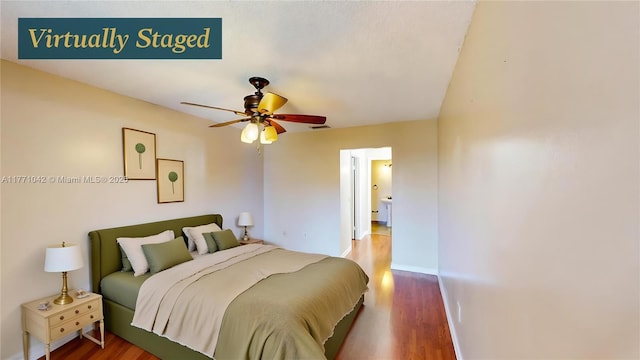 1140 Independence Trl Unit 1140-D, Homestead, FL 33034 - bedroom with a ceiling fan, baseboards, and wood finished floors