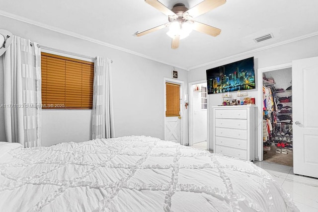 8480 Caribbean Blvd, Cutler Bay, FL 33157 - bedroom featuring a closet, ornamental molding, visible vents, and a spacious closet