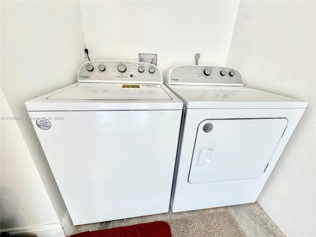 laundry room featuring laundry area and independent washer and dryer