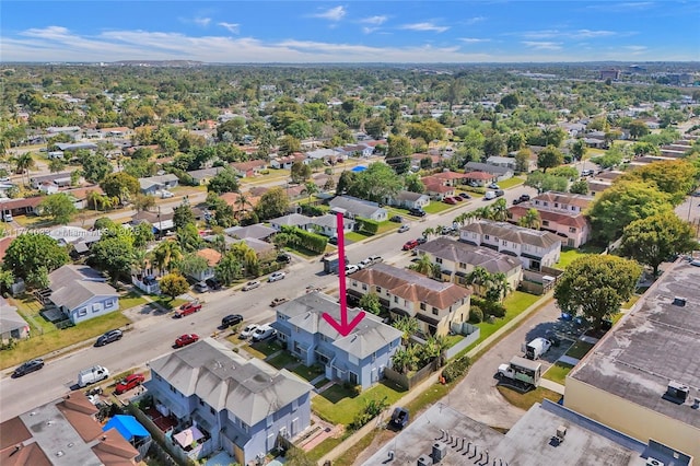 bird's eye view with a residential view