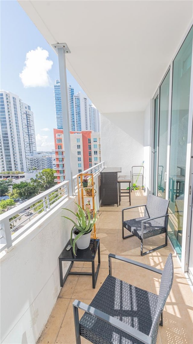 balcony with a view of city