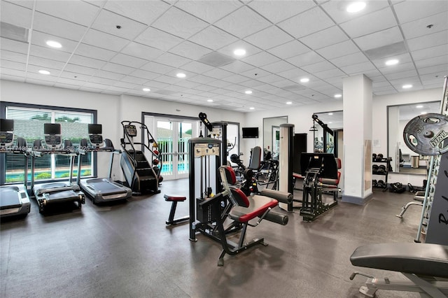 2665 SW 37th Ave Unit 1404, Miami, FL 33133 - gym with a drop ceiling and recessed lighting