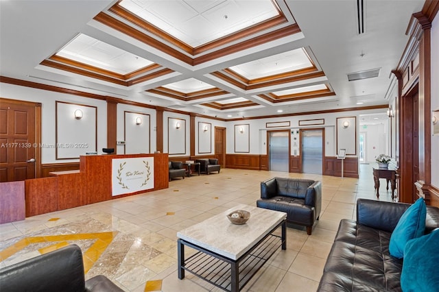 2665 SW 37th Ave Unit 1404, Miami, FL 33133 - lobby with ornamental molding, a decorative wall, and wainscoting