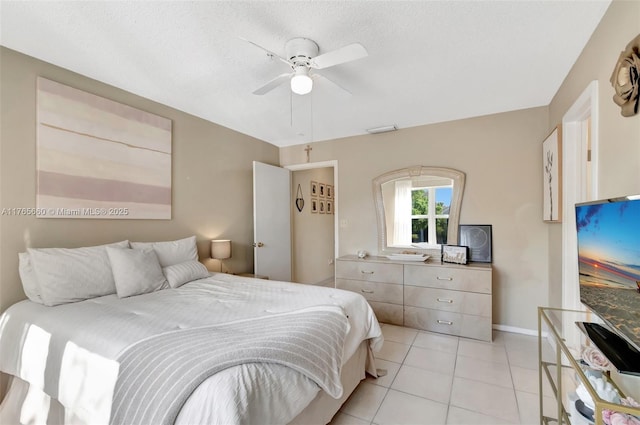2307 N Congress Ave Unit 28, Boynton Beach, FL 33426 - bedroom featuring light tile patterned floors, a ceiling fan, and baseboards
