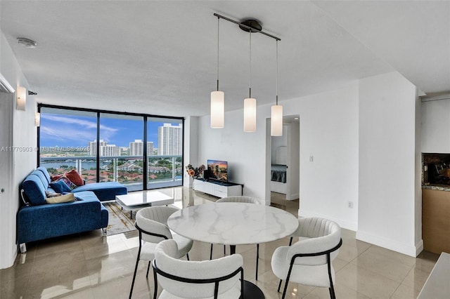20515 E Country Club Dr Unit 1641, Aventura, FL 33180 - dining space with baseboards, light tile patterned floors, and a wall of windows
