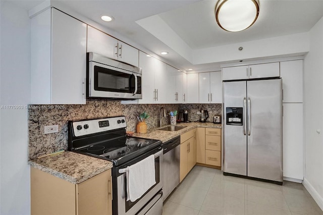 20515 E Country Club Dr Unit 1641, Aventura, FL 33180 - kitchen featuring a sink, recessed lighting, decorative backsplash, and appliances with stainless steel finishes