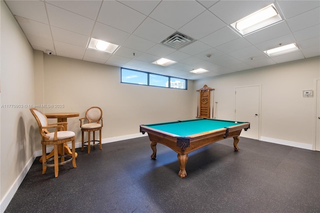 20515 E Country Club Dr Unit 1641, Aventura, FL 33180 - playroom featuring pool table, a paneled ceiling, baseboards, and visible vents