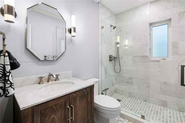 3916 Granada Blvd, Coral Gables, FL 33134 - bathroom featuring vanity, toilet, and a shower stall