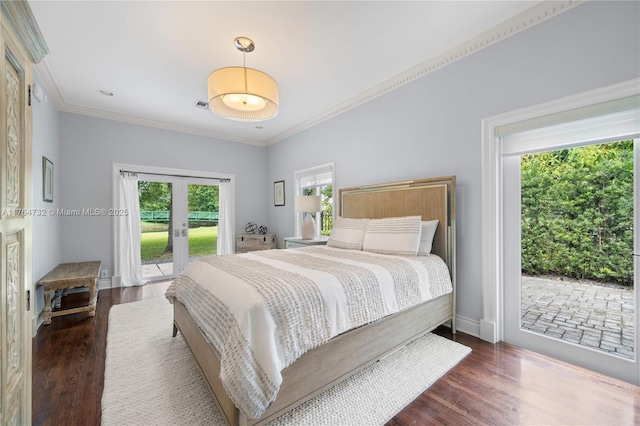 3916 Granada Blvd, Coral Gables, FL 33134 - bedroom featuring access to outside, french doors, crown molding, and wood finished floors