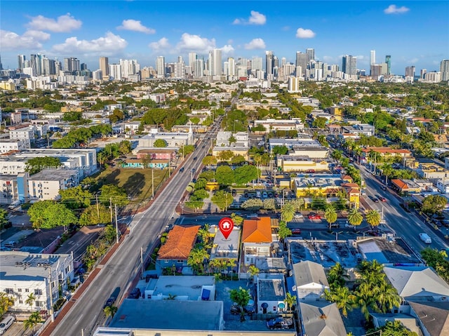drone / aerial view with a city view