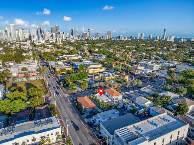 aerial view featuring a city view