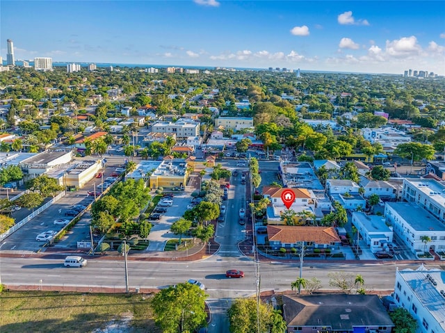 drone / aerial view featuring a city view