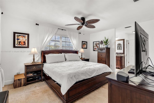 14841 Dade Pine Ave, Miami Lakes, FL 33014 - bedroom featuring a ceiling fan and ensuite bath