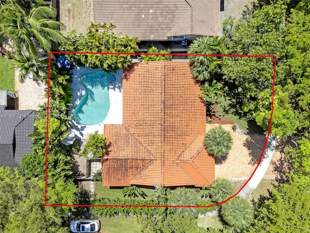 14841 Dade Pine Ave, Miami Lakes, FL 33014 - view from above of property featuring property boundaries highlighted and a pool