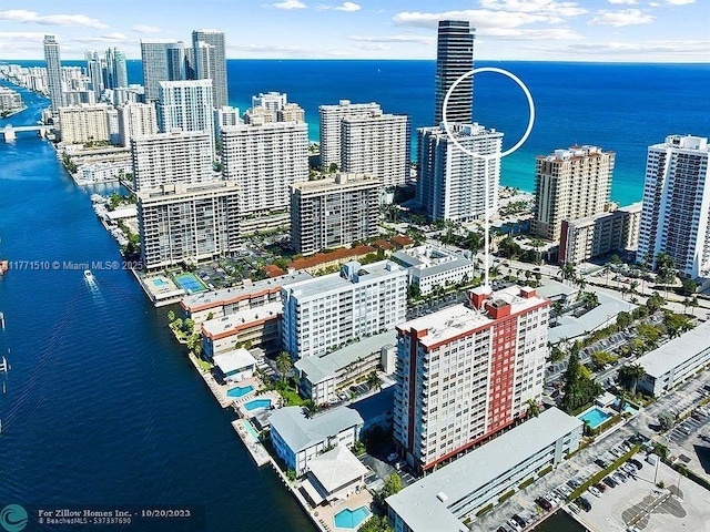 3161 S Ocean Dr Unit 708, Hallandale Beach, FL 33009 - birds eye view of property featuring a water view and a view of city