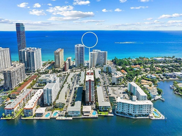 3161 S Ocean Dr Unit 708, Hallandale Beach, FL 33009 - birds eye view of property with a water view and a view of city